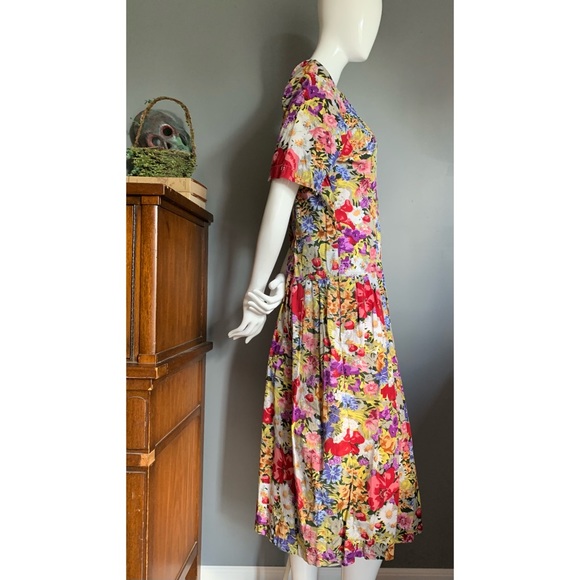 vintage 90s Bramble Lane : floral cotton dress - Picture 6 of 14